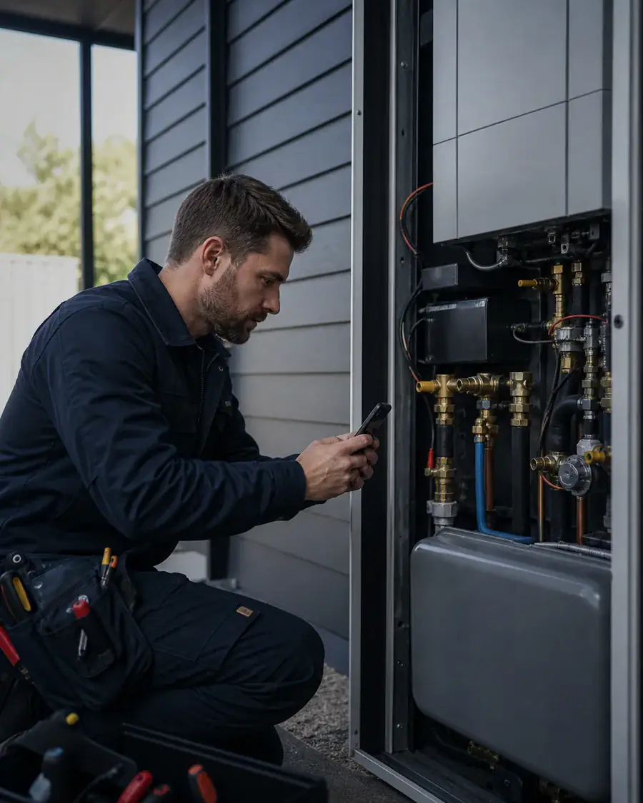 Technician sharing a view of installed equipment